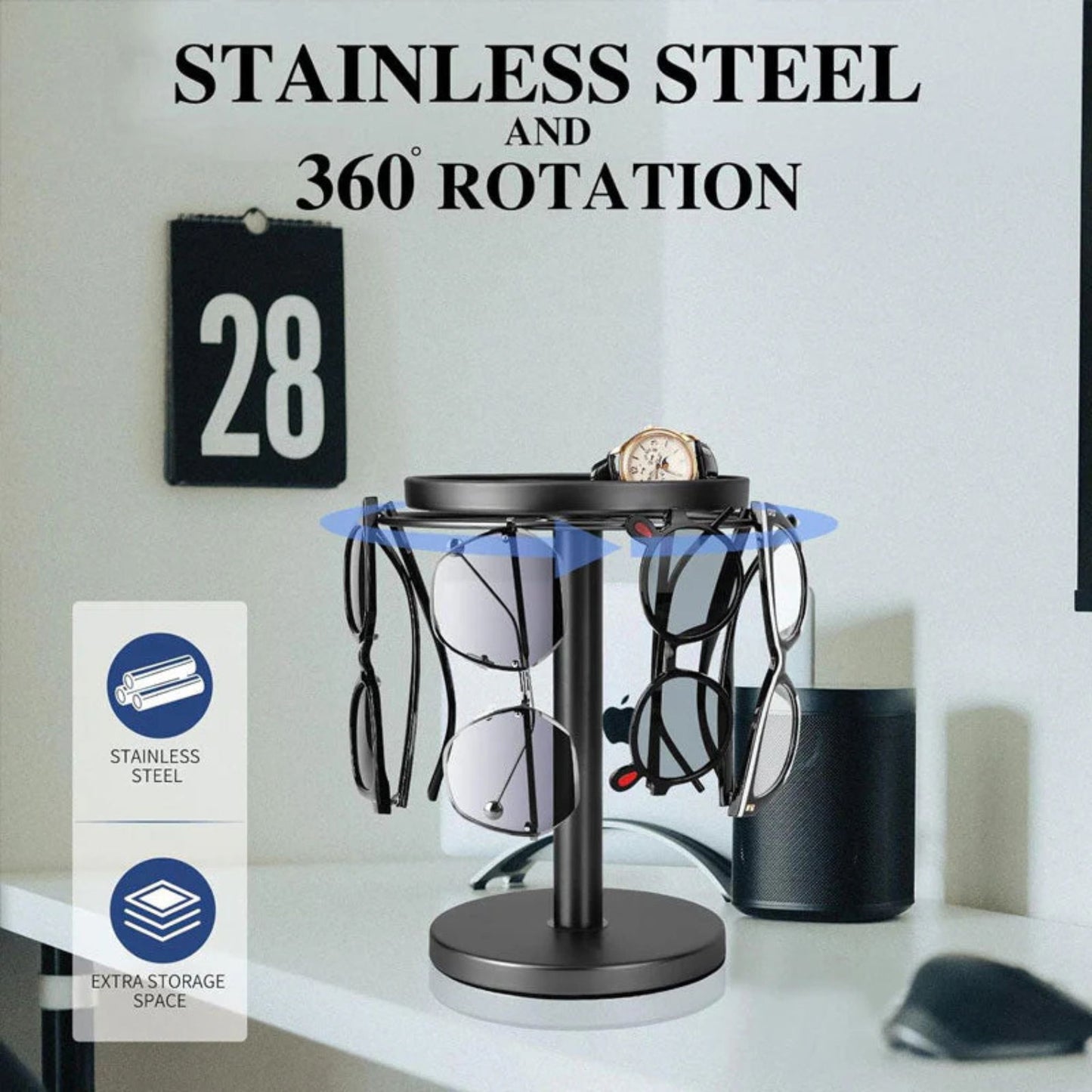 👓 360° Rotating Glasses Stand
