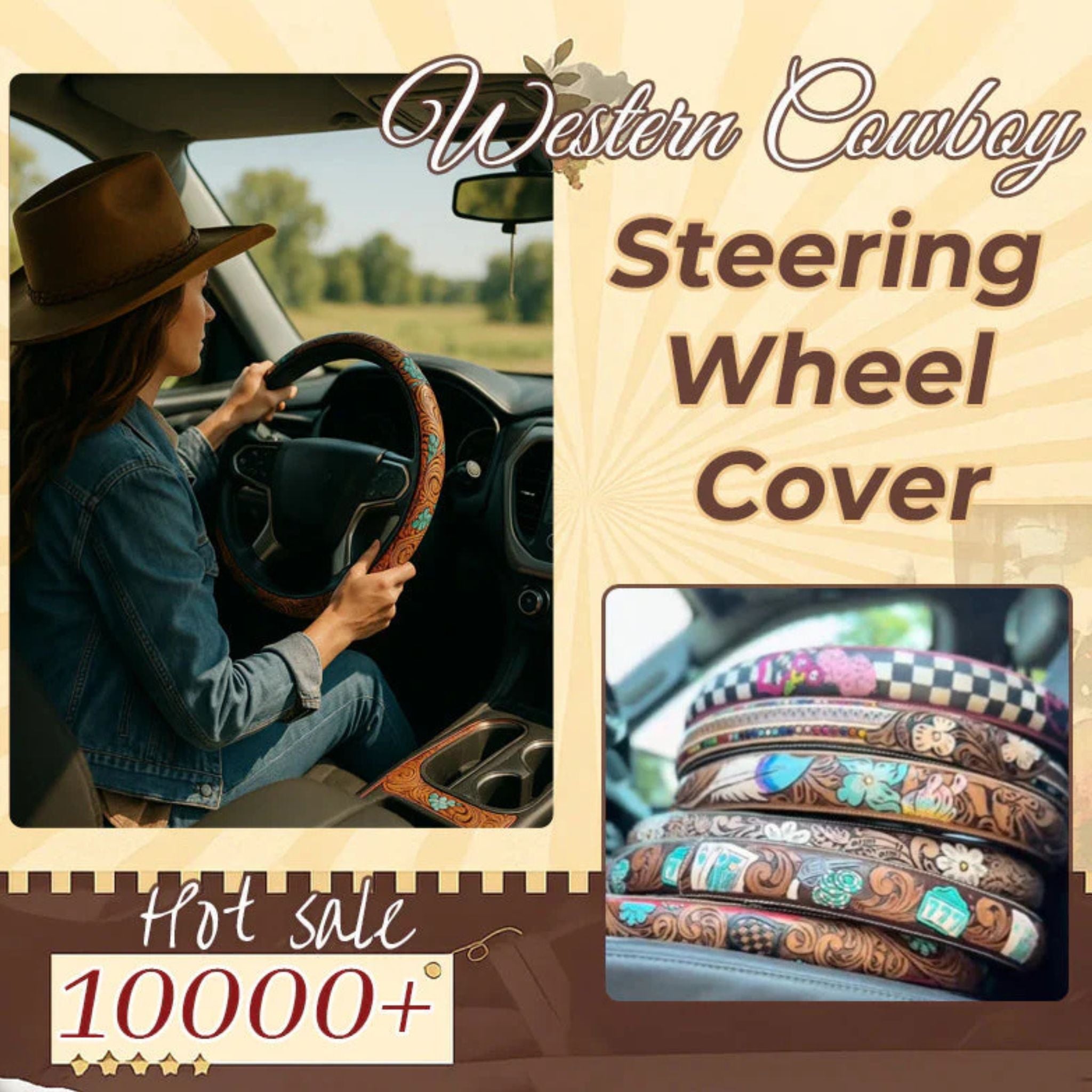 🤠 Western Steering Wheel Cover