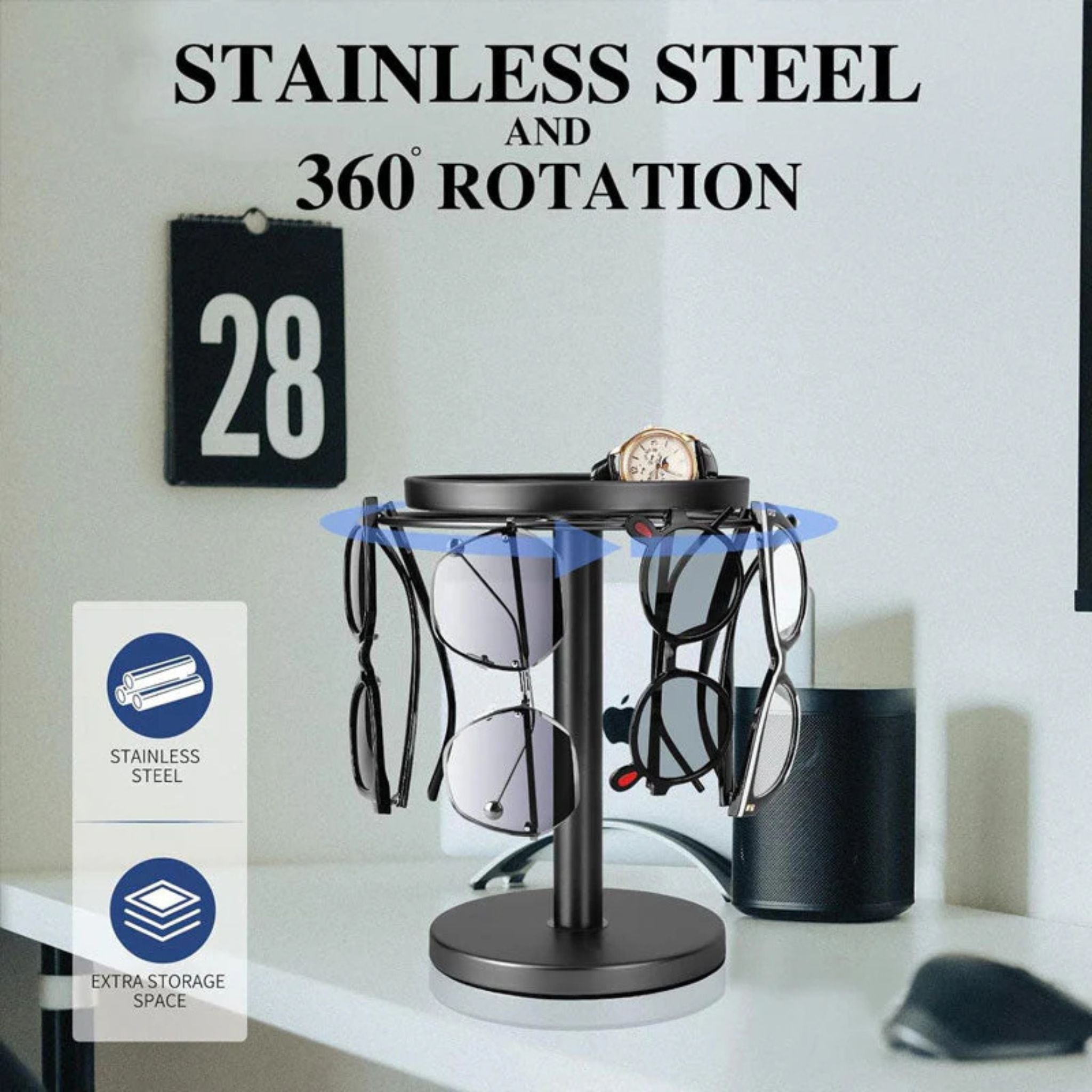 👓 360° Rotating Glasses Stand
