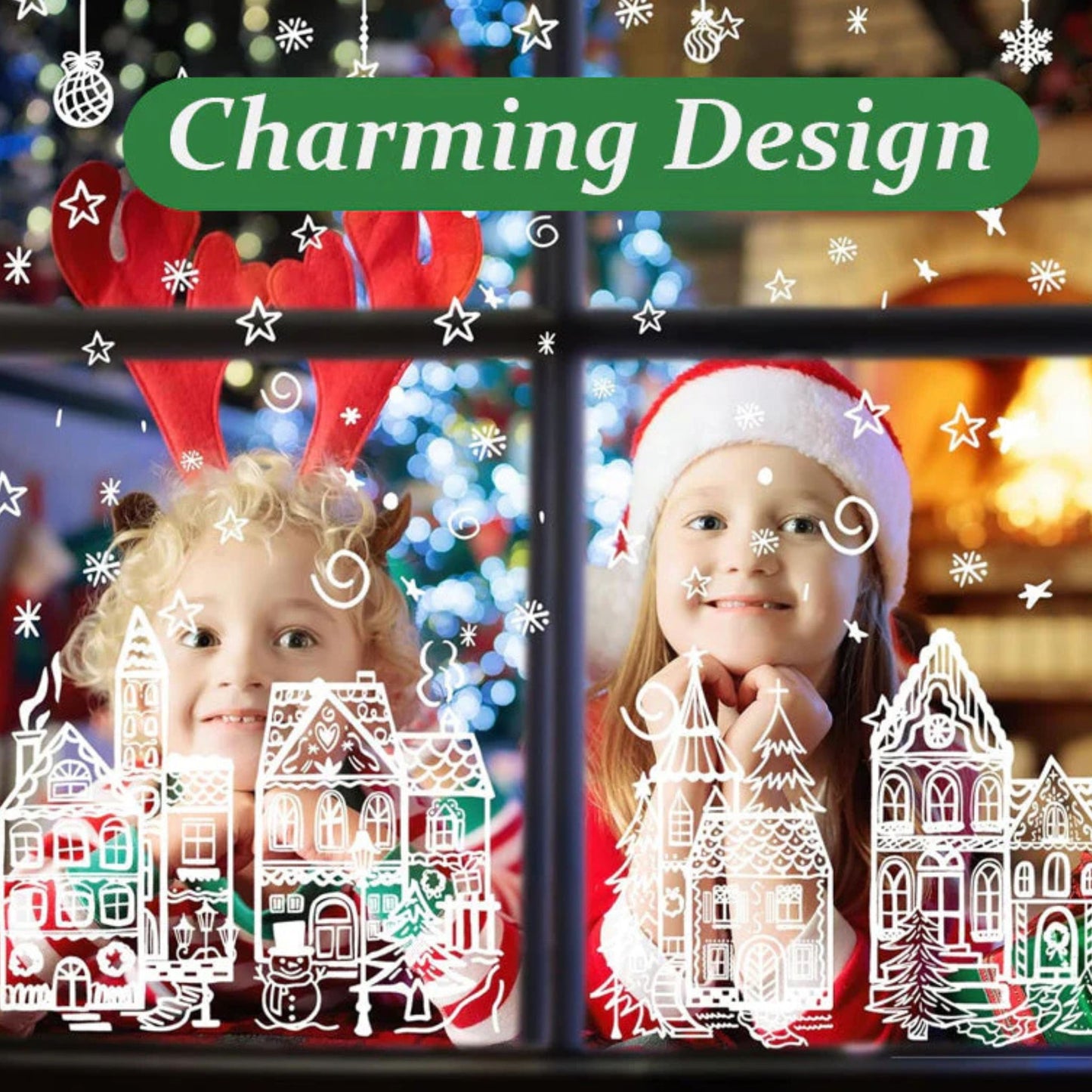 🎄 Easter Village Stickers – Festive Holiday Magic for Every Window