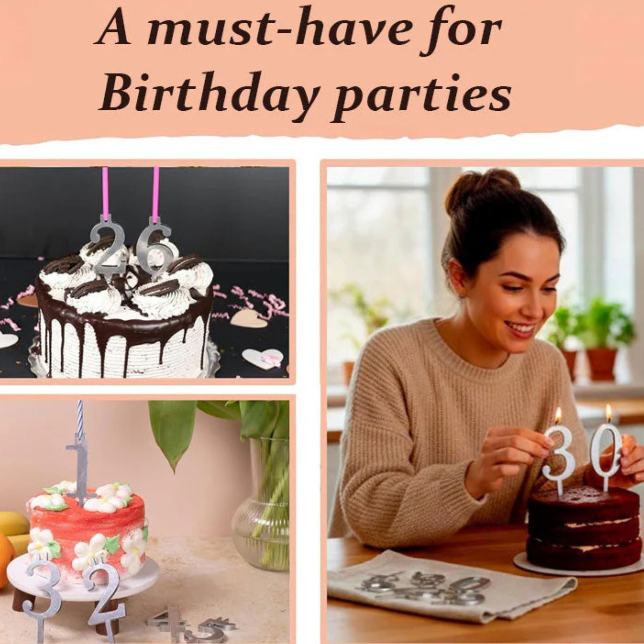 🎂 Reusable Number Birthday Candle Holder Set