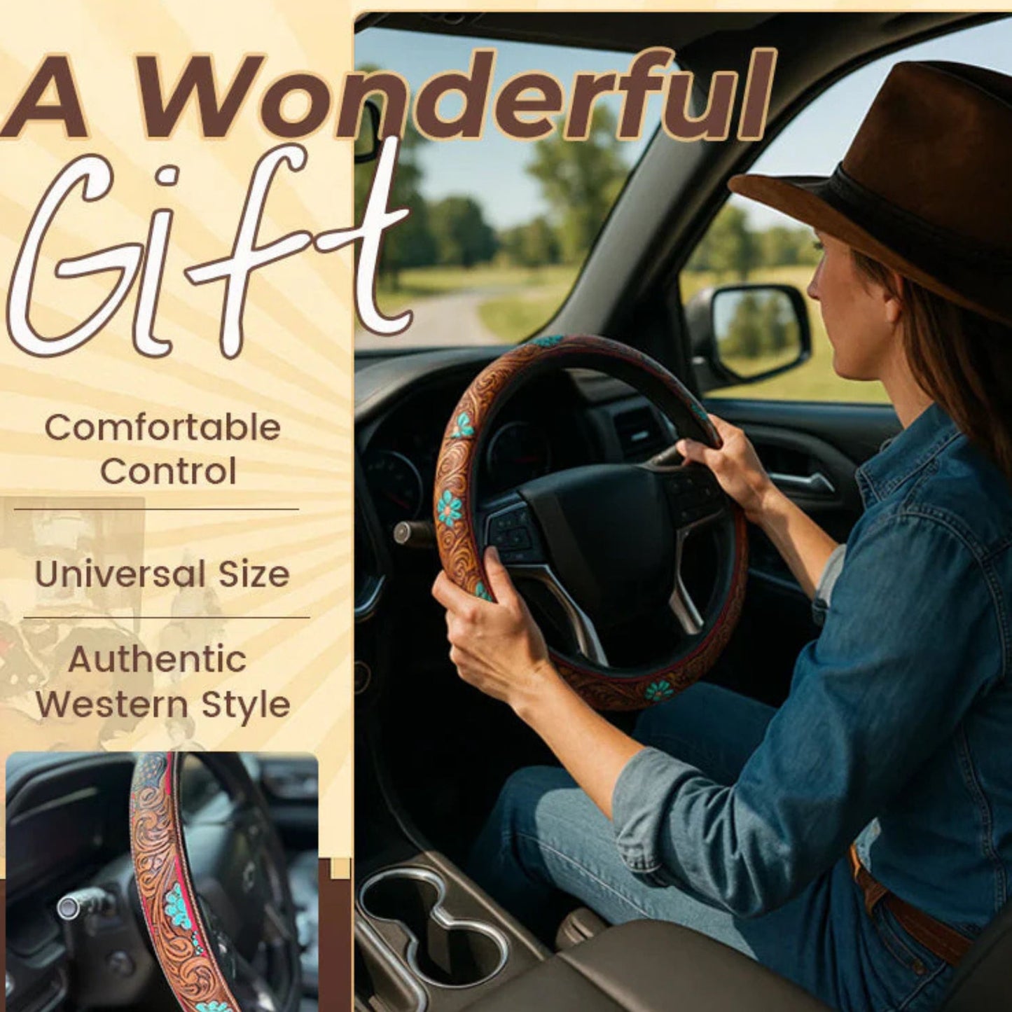 🤠 Western Steering Wheel Cover